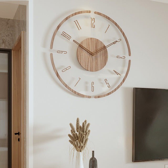 Nordic 14" Wooden Wall Clock – Silent Non-Ticking Modern Scandinavian Design for Home & Office Decor