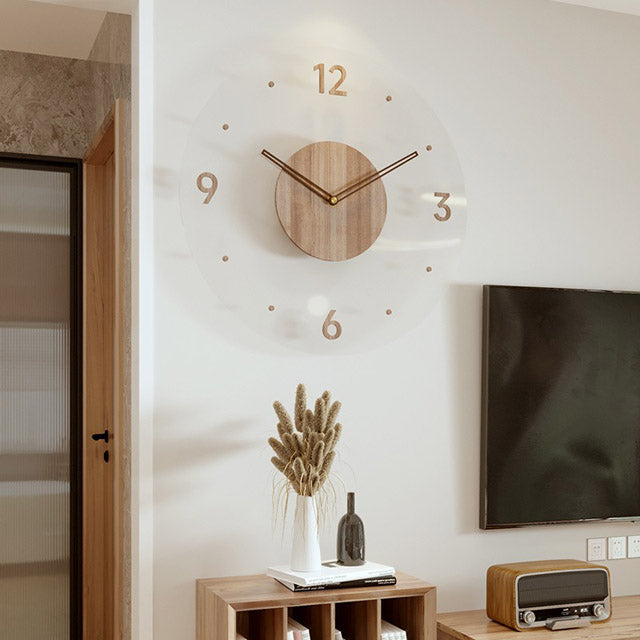 Nordic 14" Wooden Wall Clock – Silent Non-Ticking Modern Scandinavian Design for Home & Office Decor