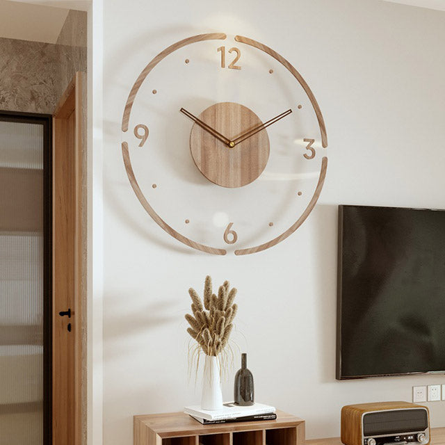 Nordic 14" Wooden Wall Clock – Silent Non-Ticking Modern Scandinavian Design for Home & Office Decor