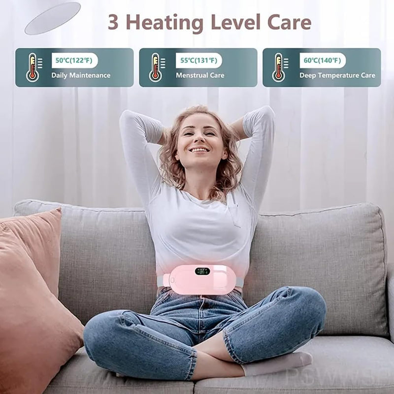 Smart Menstrual Heating Pad Belt – Vibrating Abdominal Massager for Waist & Period Pain Relief