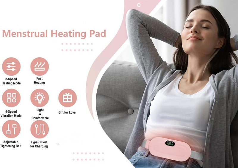 Smart Menstrual Heating Pad Belt – Vibrating Abdominal Massager for Waist & Period Pain Relief