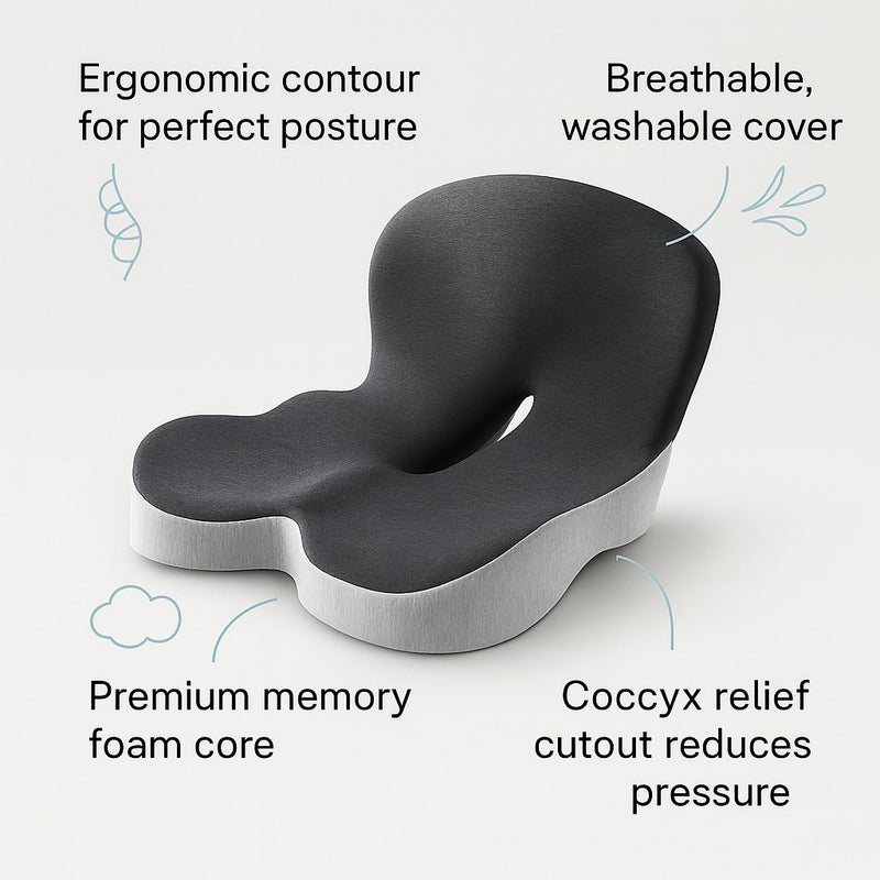 Memory Foam Lumbar Cushion – Back Rest Soft Support for Waist & Tailbone