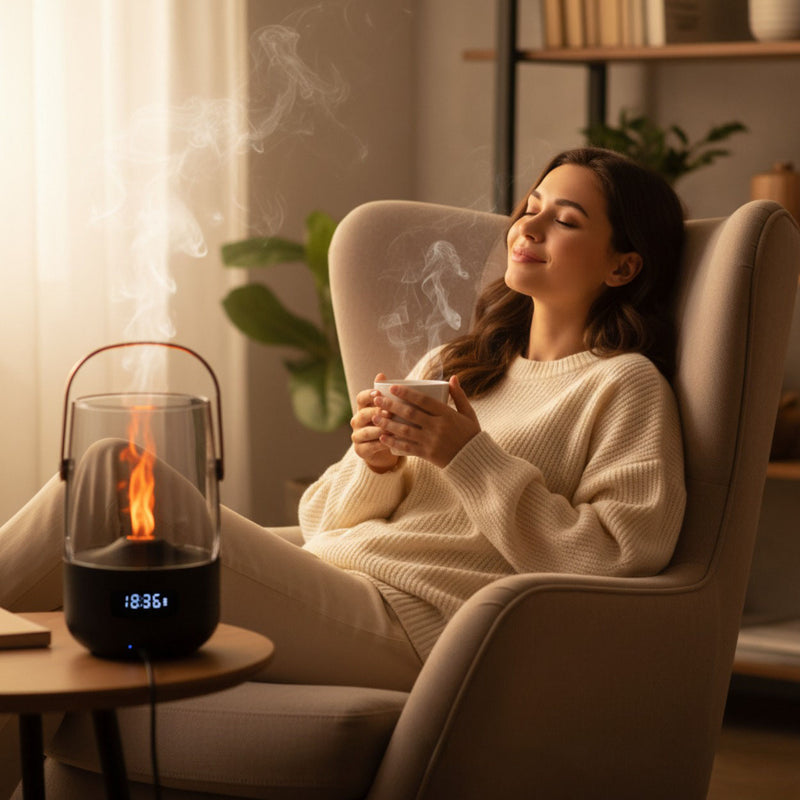 Retro Flame Lantern Humidifier – USB Essential Oil Diffuser with Ambient Light