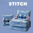 Stitch 2-in-1 Pillow & Blanket Set – Compact Travel Pillowcase with Flannel Throw Blanket