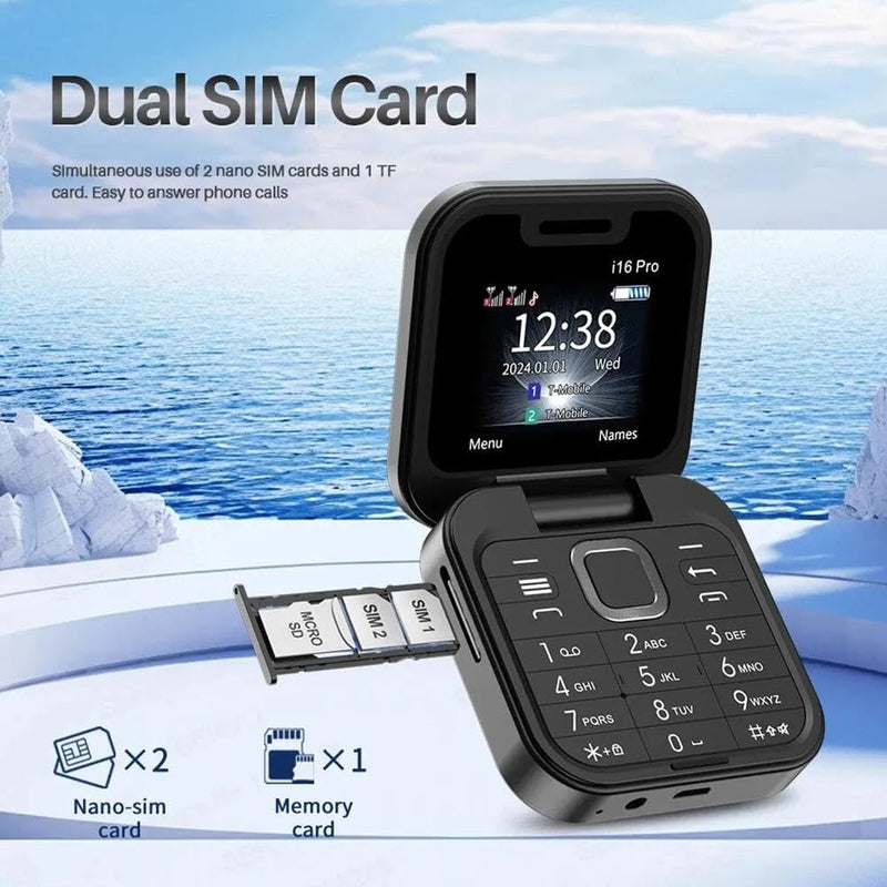 Unlocked Dual SIM Flip Phone – Compact Mobile with Easy-to-Read Display Perfect for Seniors