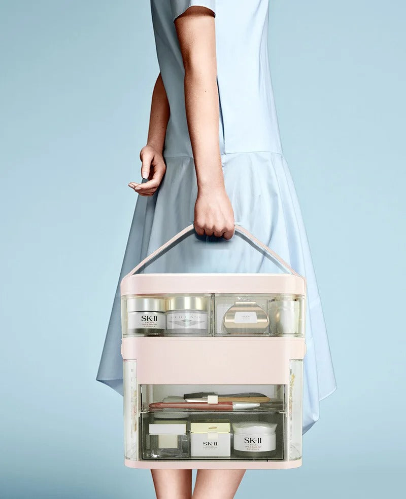 Multi Layer LED Makeup Organiser – Drawer Vanity Organiser for Cosmetics & Skincare with Mirror