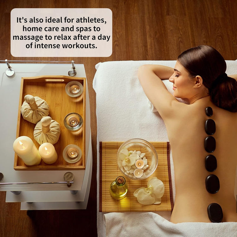 Natural Hot Stone Massage Set – 16 Pieces Portable Heating Kit for Muscle Relaxation