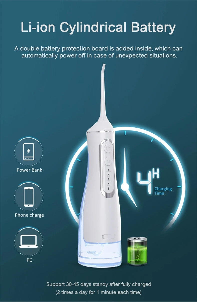 Waterproof Cordless Water Flosser – 320ML Rechargeable Oral Irrigator with 4 Modes & 5 Tips