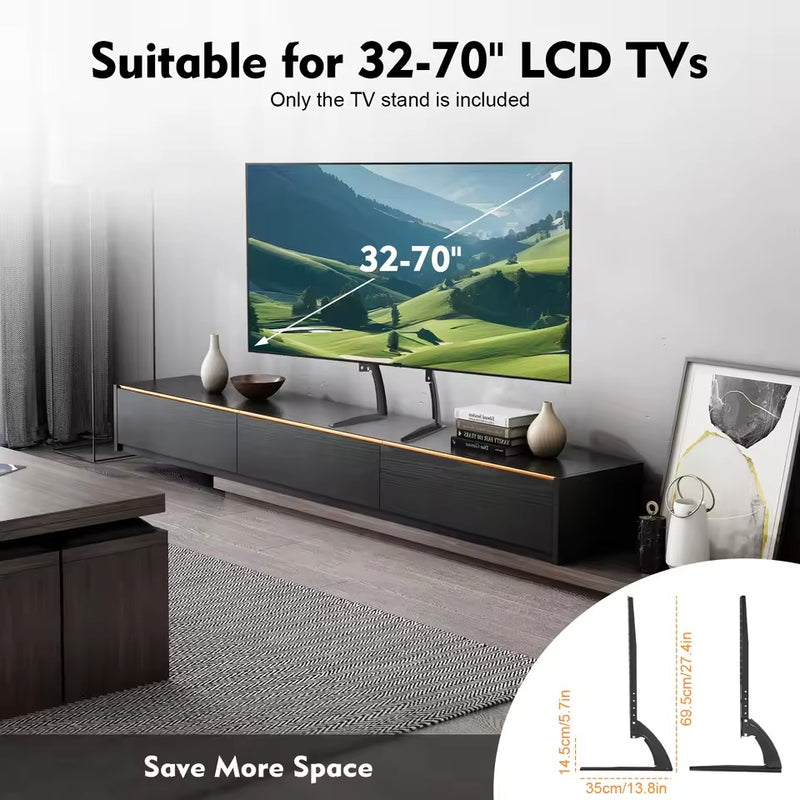 Universal TV Stand 32-70 Inches - Heavy-Duty Metal Desktop Monitor Rack