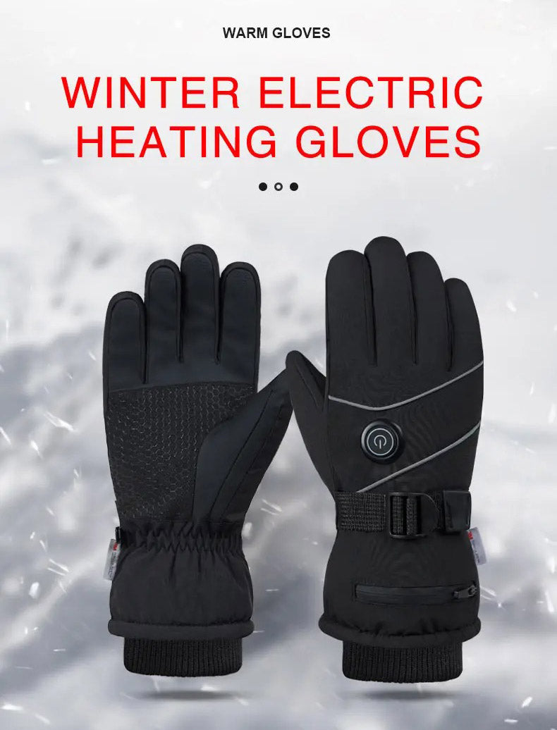 Fleece-Lined Electric Heated Gloves – Adjustable 3 Heat Levels Touchscreen-Friendly Windproof
