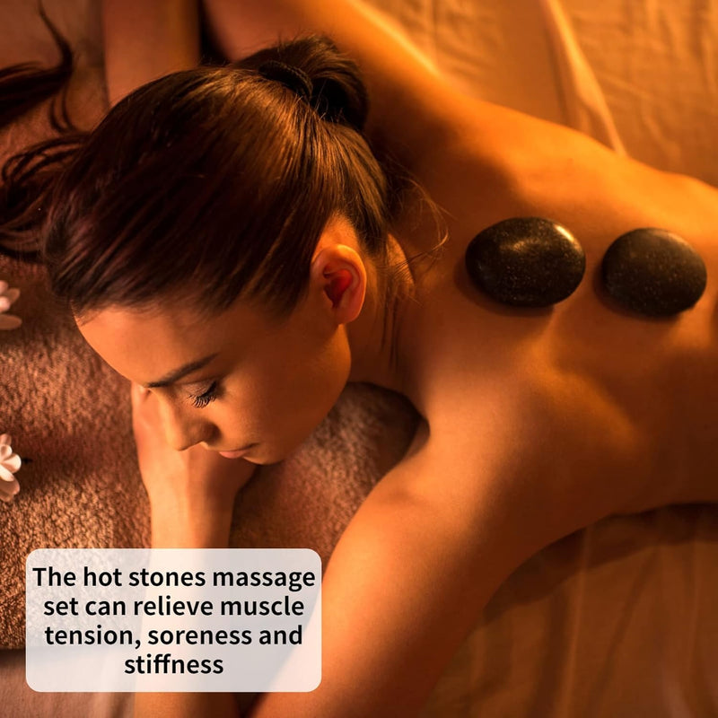 Natural Hot Stone Massage Set – 16 Pieces Portable Heating Kit for Muscle Relaxation