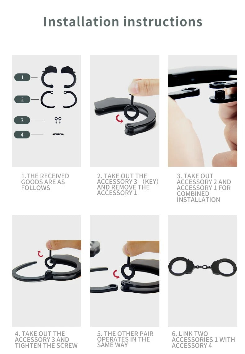 Luxury Adjustable Handcuff Set – High-Quality Alloy Restraints for Couples