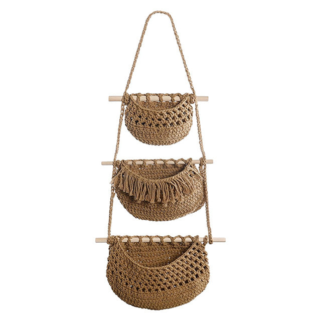 Macrame Hanging Basket – Boho Fruit & Vegetable Storage Basket And Kitchen Organizer