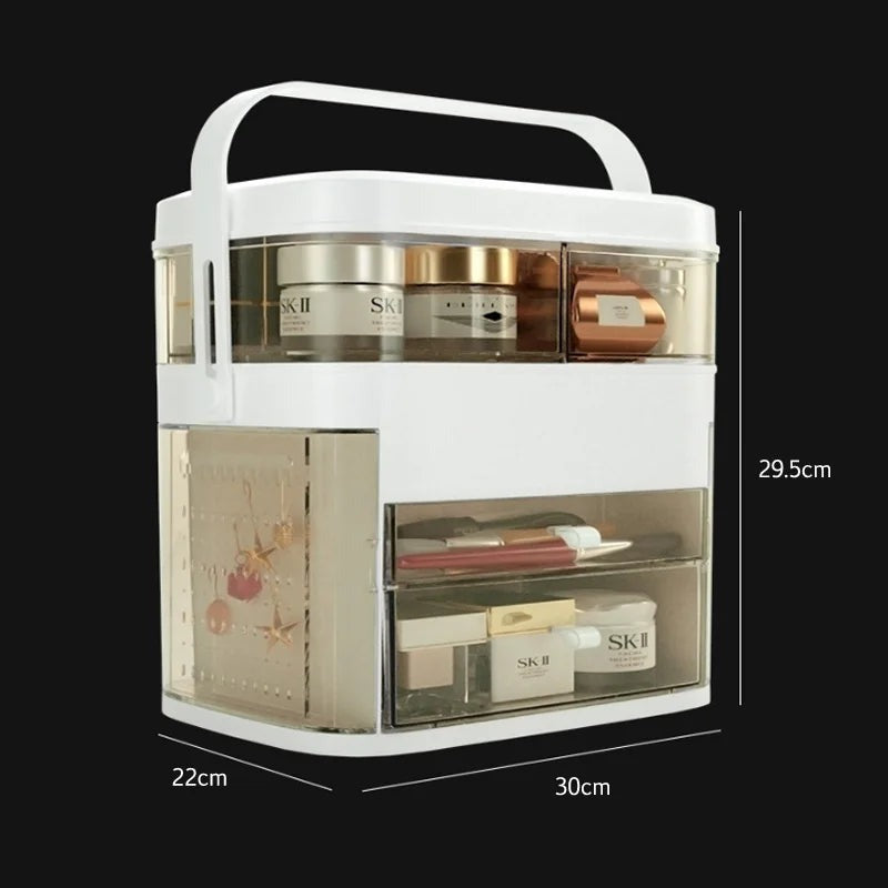 Multi Layer LED Makeup Organiser – Drawer Vanity Organiser for Cosmetics & Skincare with Mirror