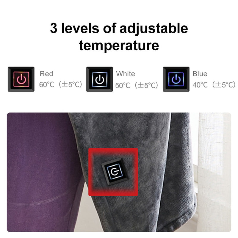 USB Electric Heating Blanket Shawl – Plush Coral Fleece with 3 Heat Settings