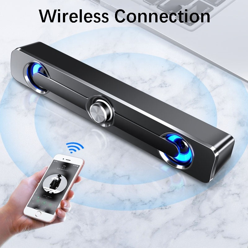 PC Soundbar Speaker – USB Powered with LED Lights 3.5mm Jack for Laptop & TV