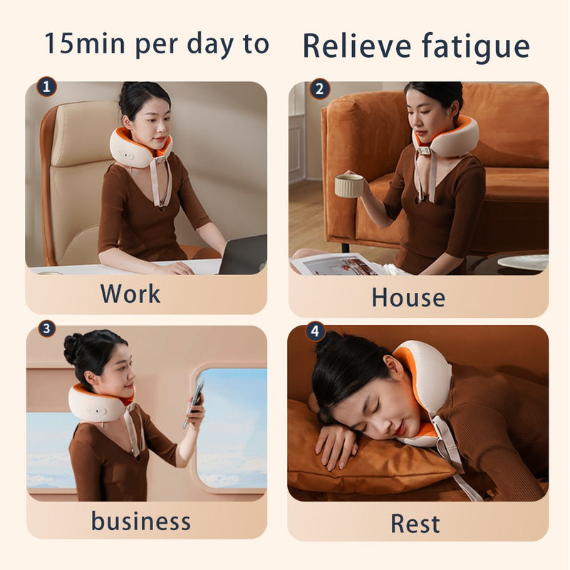 Rechargeable U-Shape Memory Foam Neck Massager – Heated Kneading Pillow for Pain Relief
