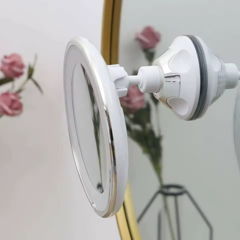 LED Makeup Vanity Mirror with 10x Magnification – Light Button Strong Suction Cup for Home & Travel