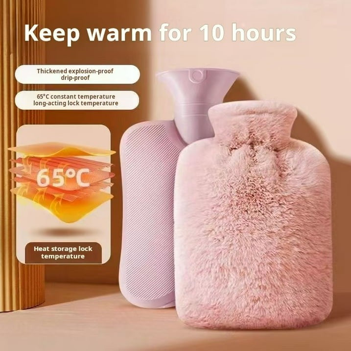 Hot Water Bottle with Soft Cover – 2L Large Capacity Winter Warmer