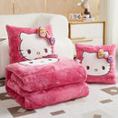 Hello Kitty 2-in-1 Embroidered Pillow Blanket – Foldable Arctic Fleece Cushion & Nap Blanket