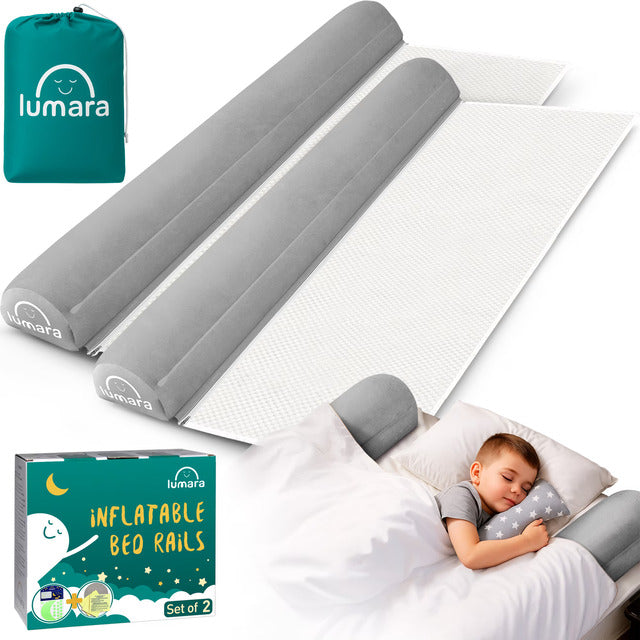 Inflatable Toddler Bed Guards (2-Pack) – Portable Non-Slip Safety Bumpers Travel-Friendly Bed Rails