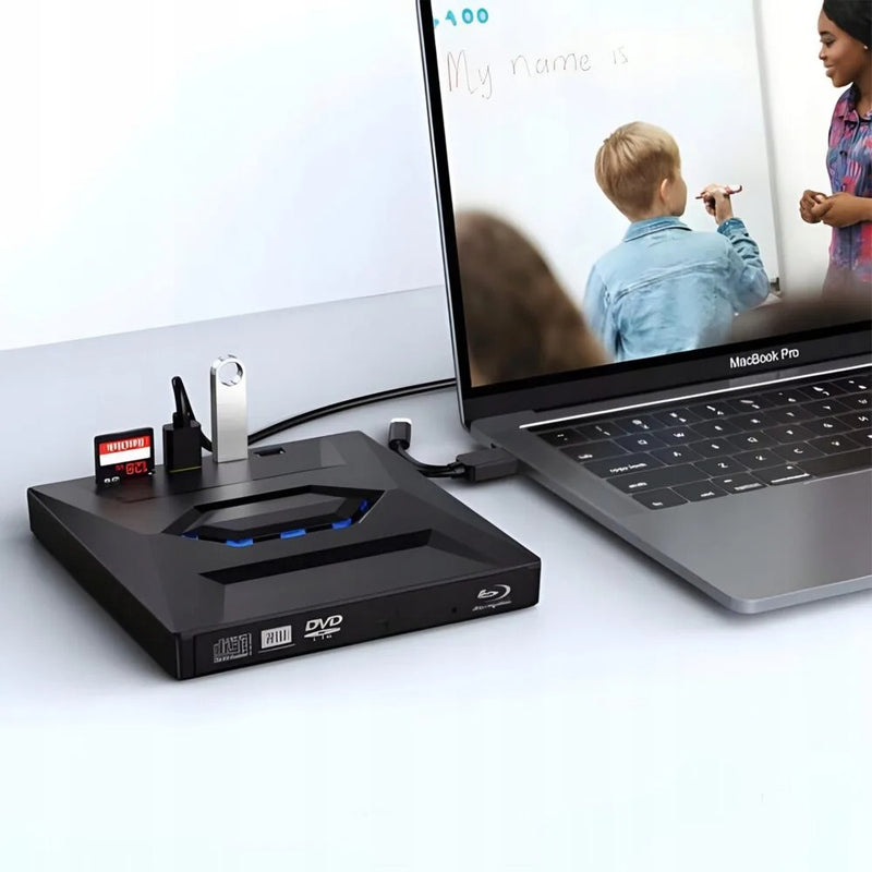7-in-1 External DVD Player – Portable CD/DVD RW Writer with High-Speed Data Transfer