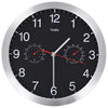 Black Wall Clock with Hygrometer & Thermometer – Quartz Silent Indoor Décor