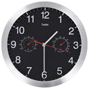 Black Wall Clock with Hygrometer & Thermometer – Quartz Silent Indoor Décor