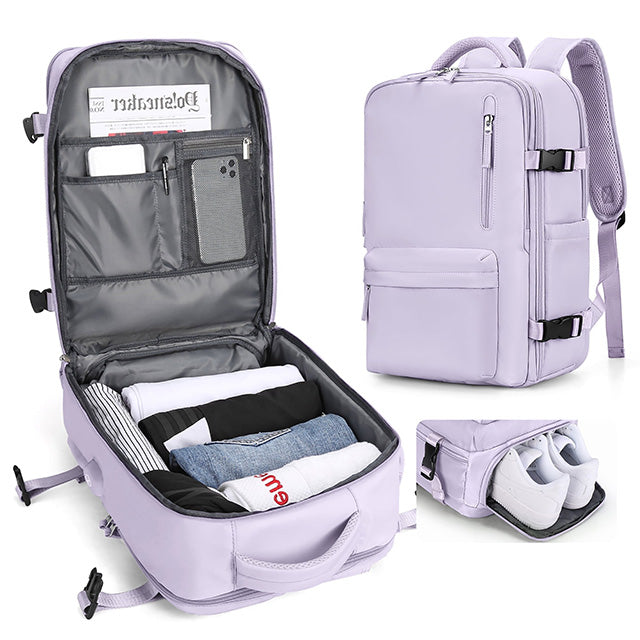 Women’s Carry-On Travel Backpack – Flight Approved Waterproof Travel Bag with Shoe Compartment