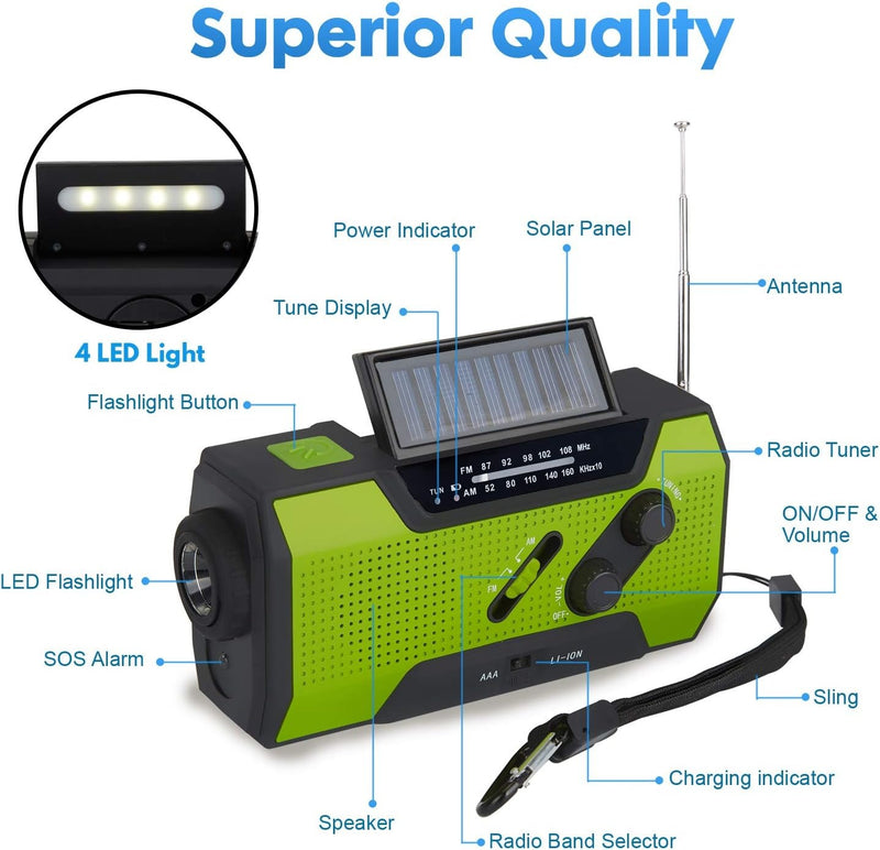 Solar Hand Crank Emergency Radio – AM/FM & Flashlight