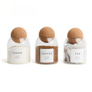 Set of 3 Glass Coffee Tea & Sugar Canisters – 500ml Jars with Elegant Cork Ball Lids