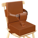 Portable Kids Booster Seat – Waterproof PU Chair with Backrest & Adjustable Straps