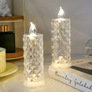 Flameless LED Candle Lights –  Four-Pack Crystal Rose Projection Table Lamp