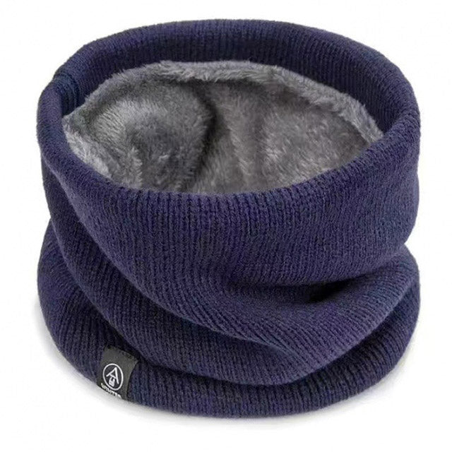 Unisex Winter Neck Warmer – Knitted Snood Scarf with Thick Plush Lining