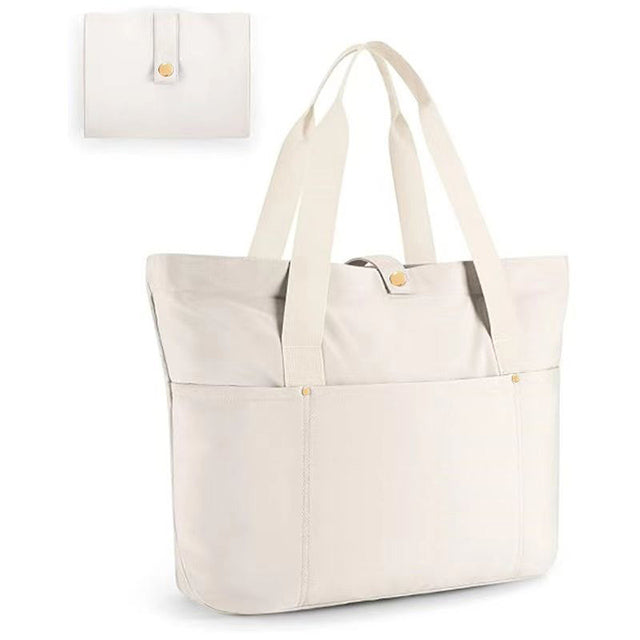 Foldable Tote Bag for Women – Large Waterproof Nylon Travel Shoulder Bag with Zipper