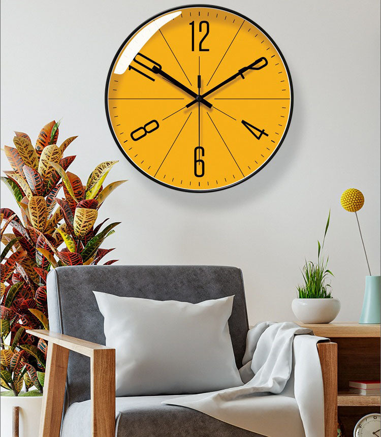 Creative Silent Wall Clock – Yellow Modern Home Décor Stylish & Quiet
