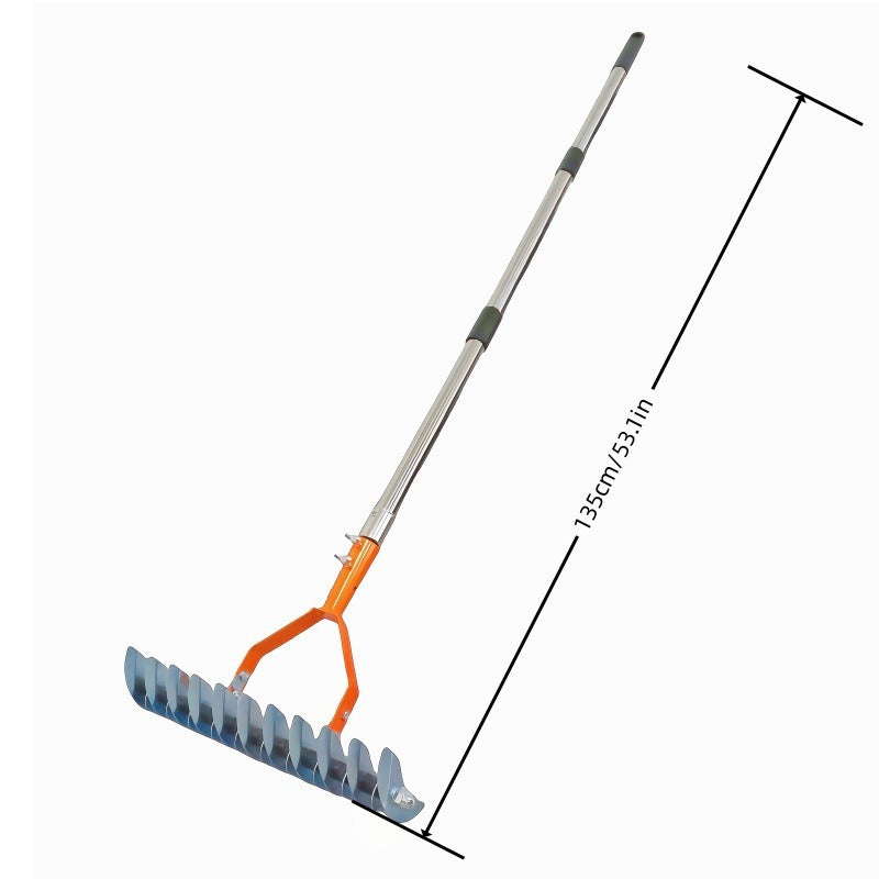 Wide Steel Thatch Rake – 14" Heavy-Duty Lawn Dethatcher for Garden & Yard