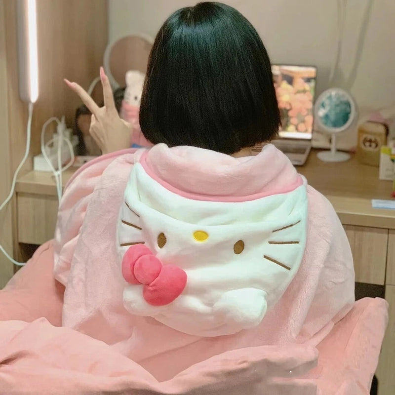 Sanrio Hello Kitty Hooded Blanket – Cozy Snuggle Shawl Cloak for Home & Travel