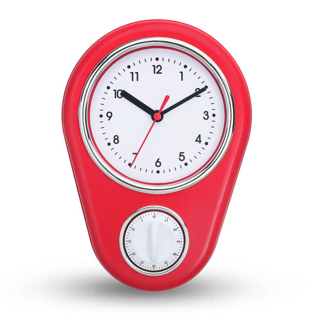 Vintage Silent Kitchen Clock with Built-In Timer – Precise Quartz Movement Multifunction Design