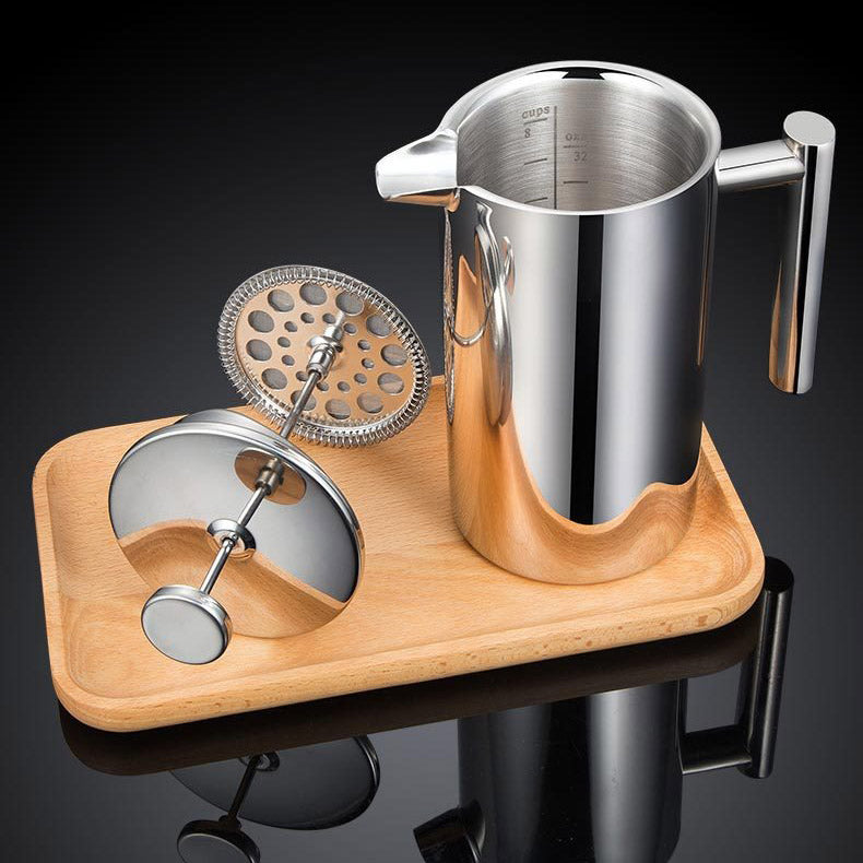 Stainless Steel French Press Cafetiere – Heat-Resistant Glass & Precise Scale