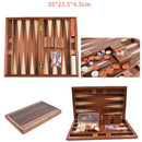 Wooden Inlaid Backgammon Set– 15" Folding Board with Acrylic Pieces & Dice Cups