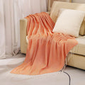 Elegant Knitted Throw Blanket with Tassels – Soft Reversible Sofa & Bed Cover