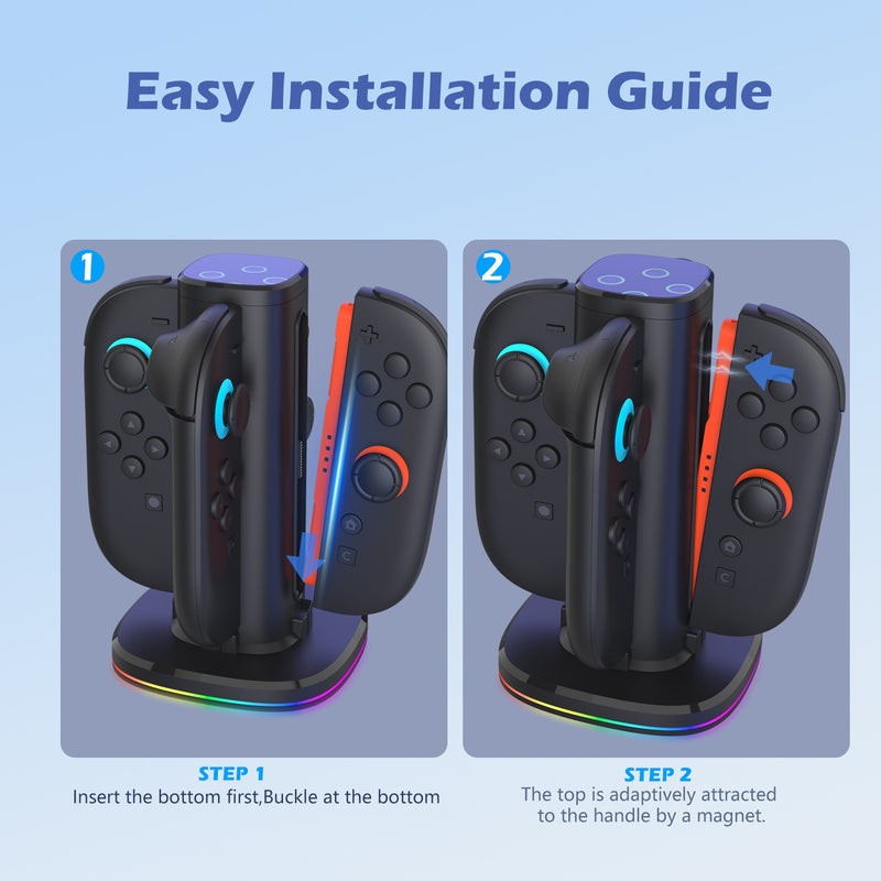 Switch 2 JoyCon Charging Dock – Fast Charger Stand for Left & Right Wireless Controllers (4 Slots)
