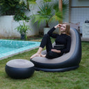 Inflatable Chair with Footrest – Portable Air Lounger Recliner with Foot Pump