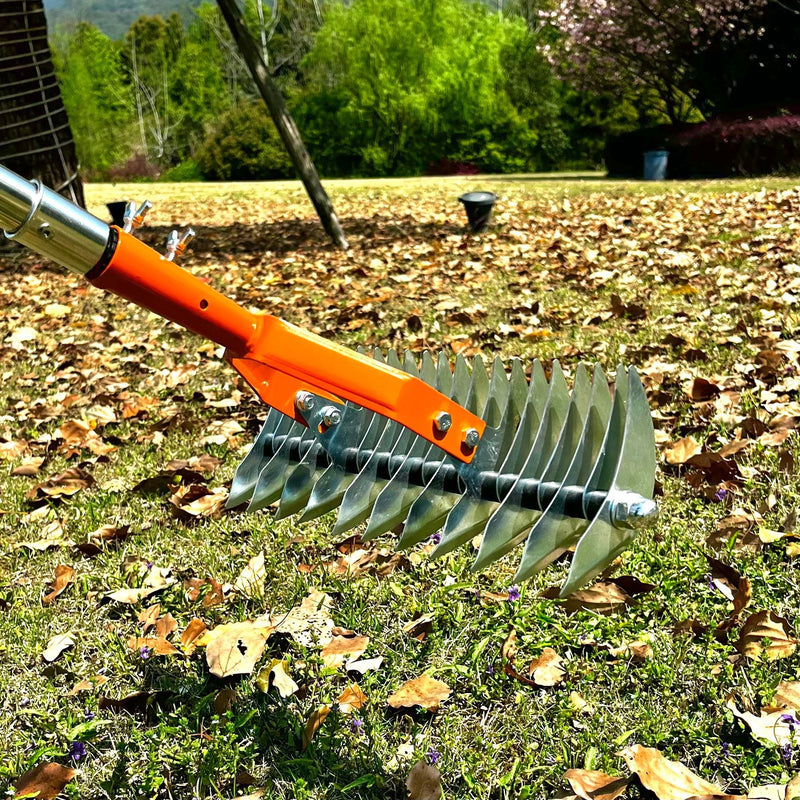 Wide Steel Thatch Rake – 14" Heavy-Duty Lawn Dethatcher for Garden & Yard