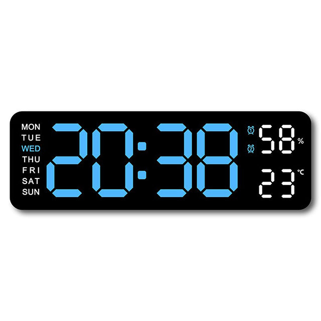 Digital LED Wall Clock 9 inch – Alarm Calendar & Temperature Display for Home or Office