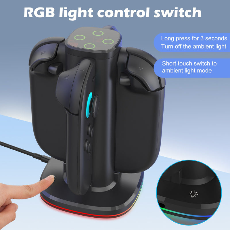 Switch 2 JoyCon Charging Dock – Fast Charger Stand for Left & Right Wireless Controllers (4 Slots)