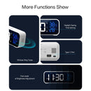 LED Voice-Controlled Alarm Clock – Mirror Display Temp & Humidity Dual Alarms