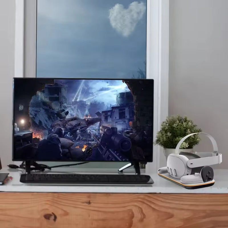 Meta Quest 3 Charging Dock – Fast-Charge Stand with 2 Batteries & USB-C
