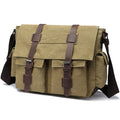 Vintage Canvas Messenger Bag – 16" Laptop Shoulder Bag for Work School & Travel